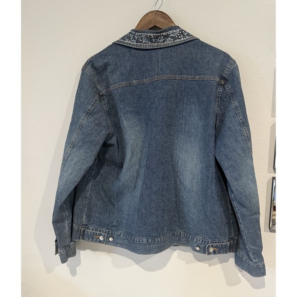 Mirasol Rhinestone Denim‎ Jacket Womens Large Western Y2K Bling Crystal - Picture 2 of 4